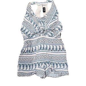 Fab'rik Boho Romper Halter Cutout Under Bust Women's Small